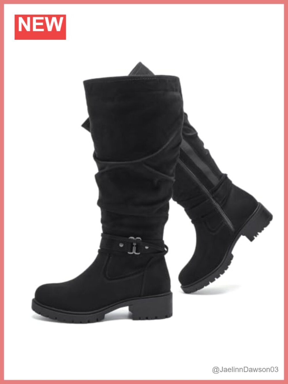 Women's Extra Wide Calf Knee High Boots Memory Foam Block Heel Side Zip